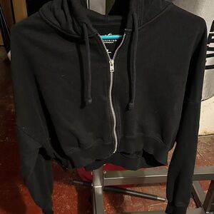 Hollister Black Cropped Zippered Hoodie